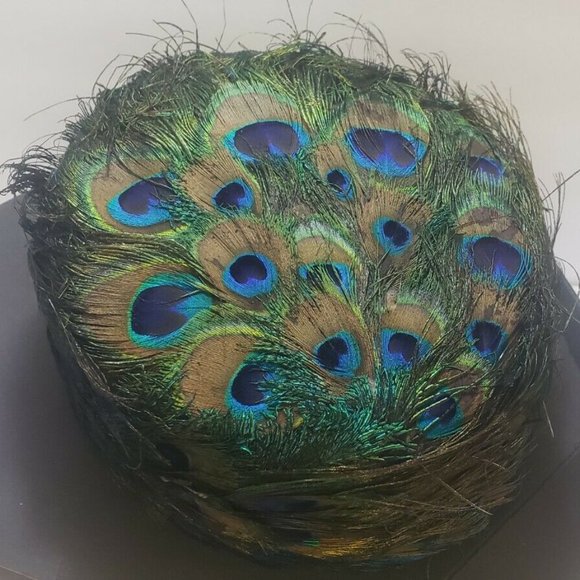 Vintage 1964 handmade Peacock Feathers Womans Hat by Lennie belle - Picture 2 of 4
